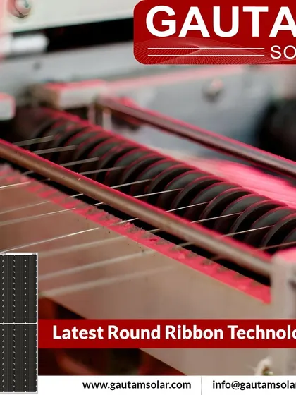 A look at our Round Ribbon technology during the manufacturing process. This latest technology offers better heat management and higher light utilization, resulting in increased module power and efficiency.