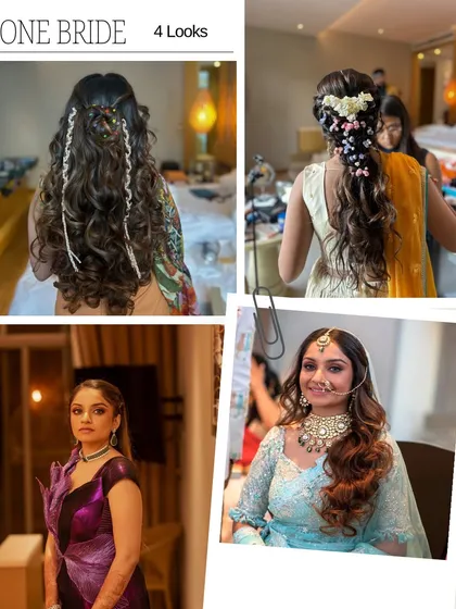 One bride, four events, four completely different stories. I work with you to create a unique hairstyle for your Mehendi, Haldi, Sangeet, and Wedding Day, ensuring each look is perfect for the occasion while reflecting your personal style.