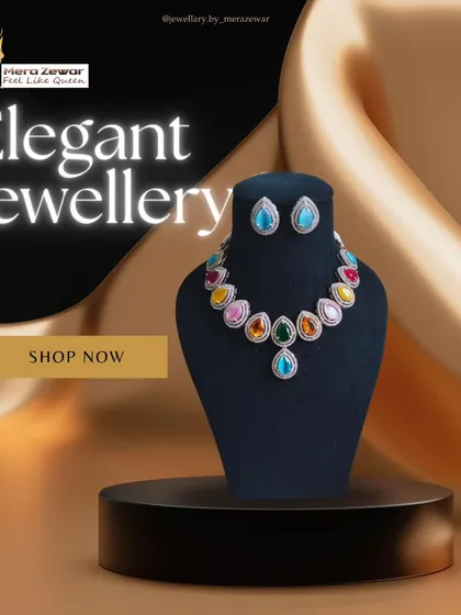 This multi-color stone necklace set is one of my bestsellers because it matches almost any outfit. It's a complete set with matching earrings, perfect for when you want to make a statement without the stress of mixing and matching.