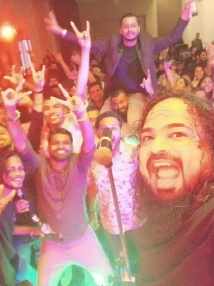 A classic crowd selfie after an electrifying performance for Tech Mahindra in Pune. The energy in this room was off the charts.