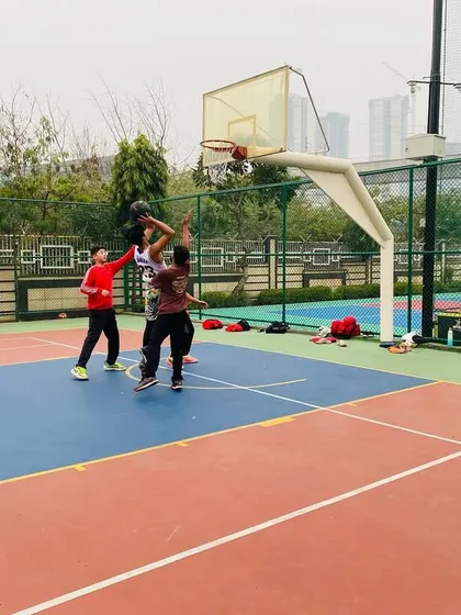 A contested rebound during a competitive game.