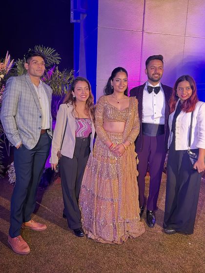 Choreographing this celebration was pure joy. A picture with the beautiful couple and their family member after a successful sangeet night.
