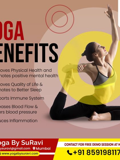 This infographic highlights key yoga benefits, including improved physical and mental health, better sleep, and a stronger immune system.