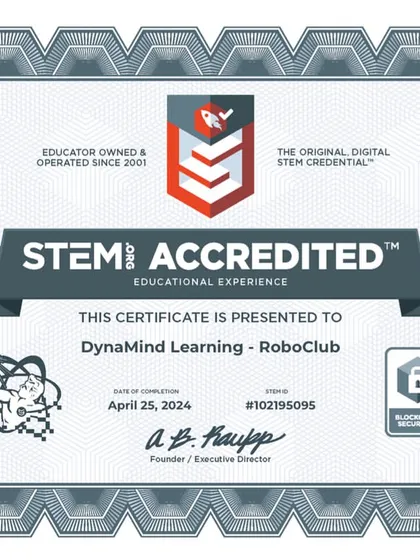 We are proud to be officially accredited by STEM.org. This recognition validates our commitment to providing a high-quality, certified educational experience that prepares your child for the future.