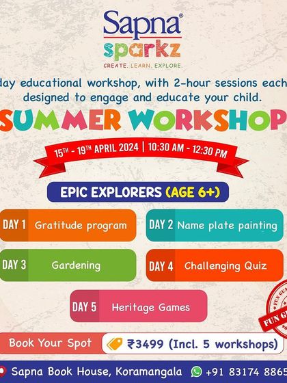 Our 5-day educational summer workshop for 'Epic Explorers' (age 6+) guarantees fun with a new, engaging 2-hour session each day.