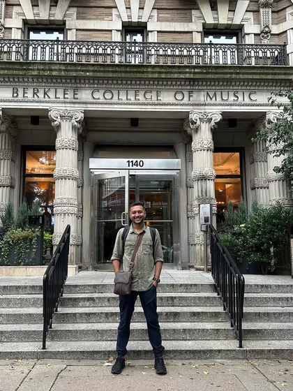 Living a musician's dream. This photo was taken after our workshop at the prestigious Berklee College of Music in Boston.