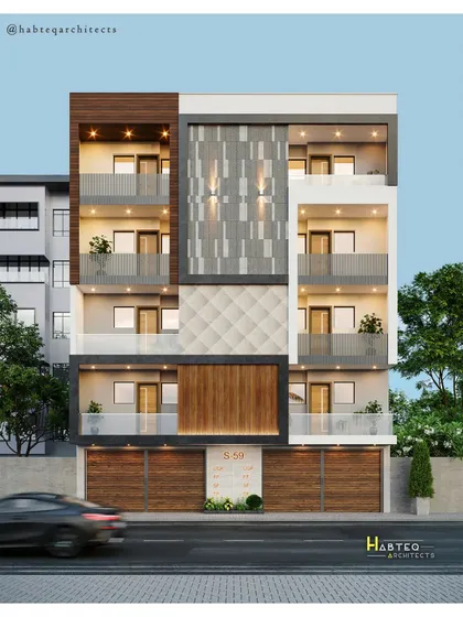 An alternative design option for the same 1800 sq. ft. project. This version explores different patterns and materials, including quilted and vertically-grooved tiles, showcasing our process of design exploration with the client.
