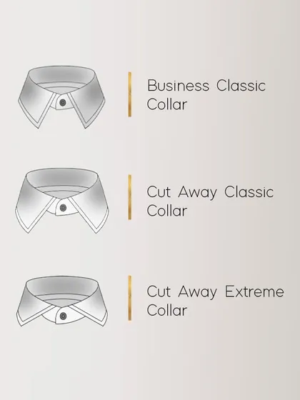 A look at some classic collar styles we offer. From the Business Classic to the Cut Away Extreme, we can craft a collar that perfectly complements your face shape and personal style.