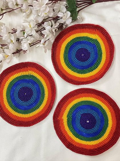 My crochet rainbow doilies are perfect for adding a splash of color to any room. They can be used as table covers, wall decor, or even as the base for a dreamcatcher.