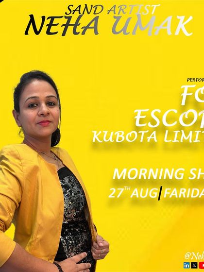 This poster announced my morning show for Escort Kubota Limited in Faridabad. I perform at all times of the day to fit my clients' schedules.