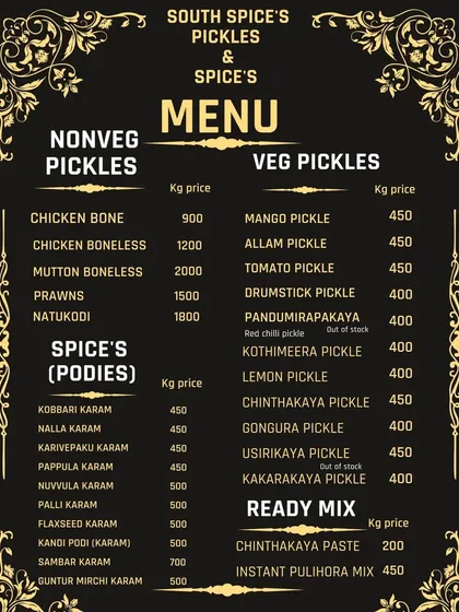 Here is my full menu of homemade veg pickles, non-veg pickles, and spicy podis. You can always ask me to make your pickle more or less spicy according to your taste.