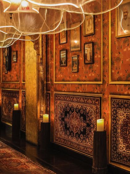A candlelit corridor sets the perfect mood for a romantic evening. For Valentine's or any special date night, our decor, inspired by Sufi traditions, creates an intimate and enchanting atmosphere.
