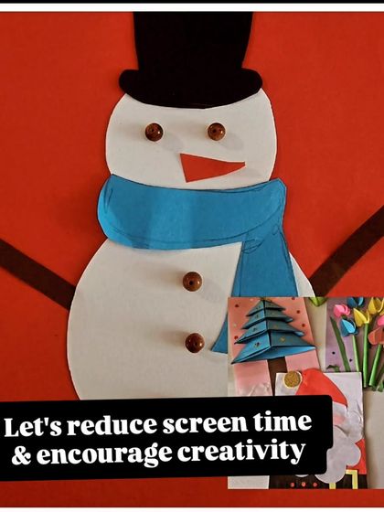 Let's reduce screen time and encourage creativity. This snowman was made using simple paper cutouts, a perfect craft activity for the holidays.