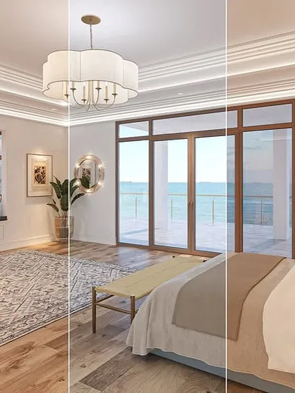 The right lighting can completely transform the mood of a room. We design and install automated lighting systems that allow you to shift from bright and productive to warm and relaxing with a single touch. This image demonstrates how different lighting scenes can redefine your living space throughout the day.