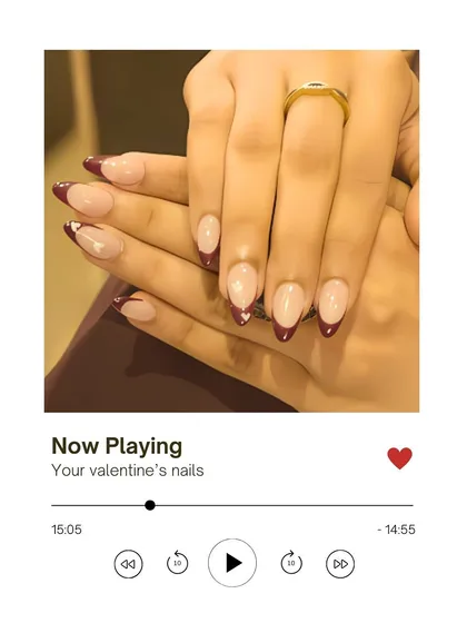 Now playing: your Valentine's nails. A close-up of one of my favorite romantic looks, the heart-detailed French manicure. It’s a subtle yet stunning way to celebrate the season of love.