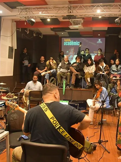 The full band during our open rehearsal and masterclass in Bogotá. Sharing our knowledge and passion with the next generation of musicians is incredibly rewarding.