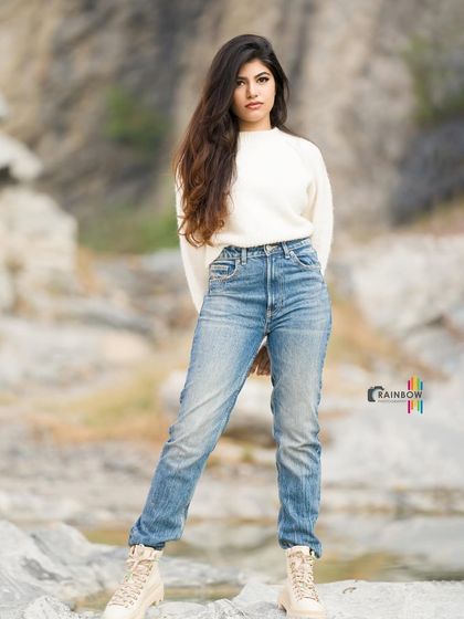 Another variation of the full-body winter look, showing versatility in posing.