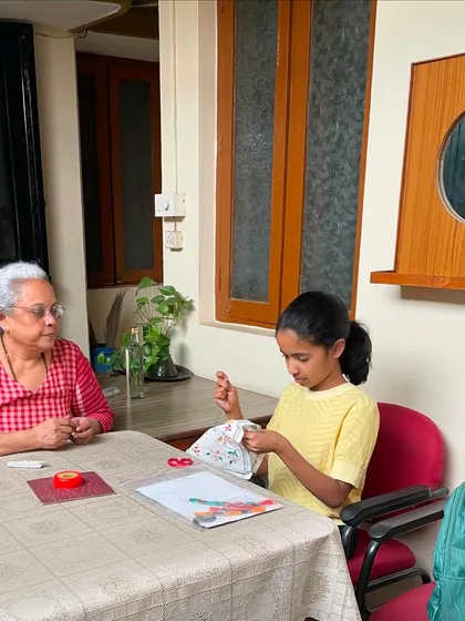 My 11-year-old student fully engaged in her stitching. It shows that the meditative quality of embroidery can be appreciated at any age.