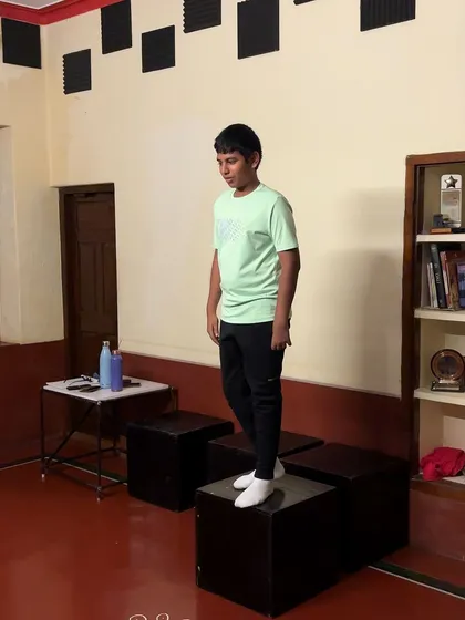 A participant explores stage presence and blocking during our 'Big Step 4+1' workshop. Understanding how to use the stage is a fundamental skill for any actor.