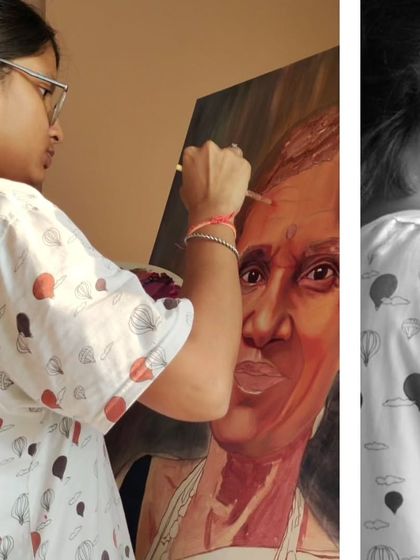 Me in my zone, completely focused on adding details to the portrait. Art is my escape.