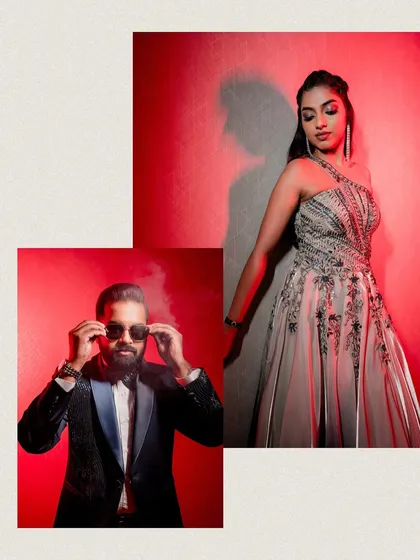 Getting ready for the after-party. We create stylish, editorial-style portraits that showcase the couple's cool party outfits and the exciting vibe of the night to come.