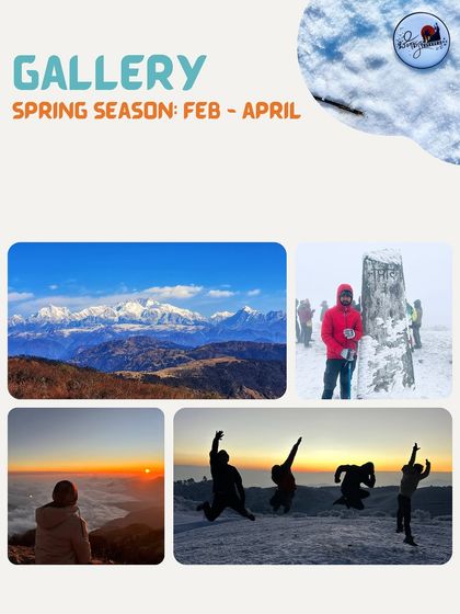 A gallery preview of our Sandakphu trek, showcasing the stunning landscapes and happy trekkers from the spring season between February and April.