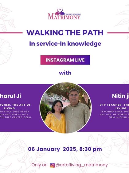 Art Of Living Matrimony - Matrimony & Matchmaking Community Conversations: Online Events & Workshops photo 5