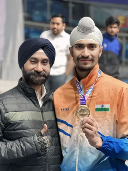 With my father after a win. His support has been a constant source of strength throughout my career.
