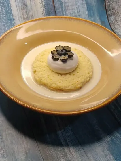 A blueberry-topped Tres Leches cake, demonstrating another simple yet elegant way to present this dessert.