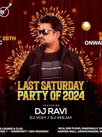 The poster for the last Saturday party of 2024, a pre-NYE celebration.