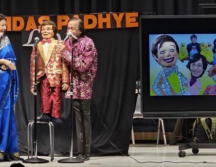 My parents on stage in Washington DC with Ardhavatrao. Even after decades, my father's passion for the art is as strong as ever.