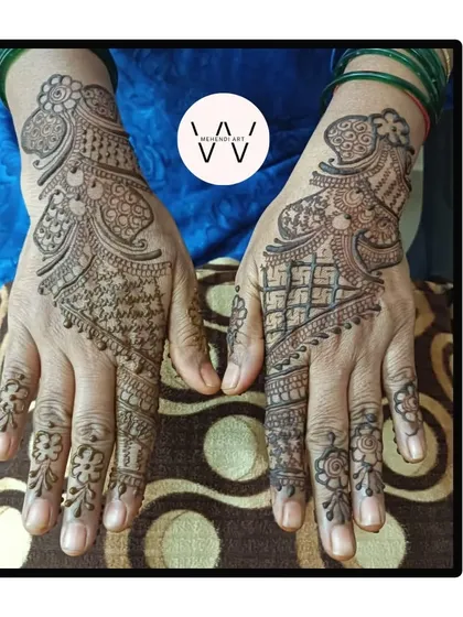 An Arabic design with a mix of checks and floral patterns, created for a wedding guest.