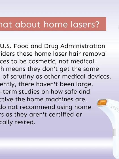 "What about home lasers?" At-home devices are not medical grade and lack the power and safety features of professional machines. We do not recommend them, as their safety and long-term effectiveness have not been clinically proven.