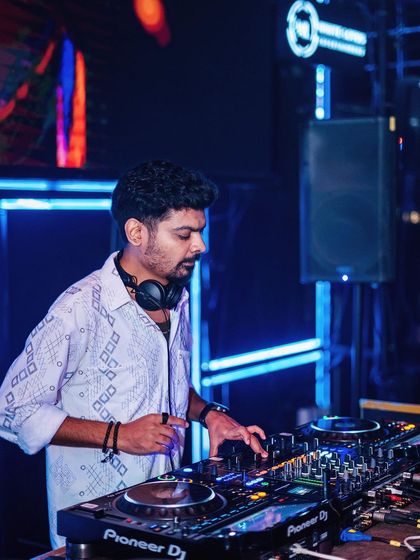 A candid shot of me mixing during the New Year's Eve 2024 party. It was a long and amazing night of non-stop music.