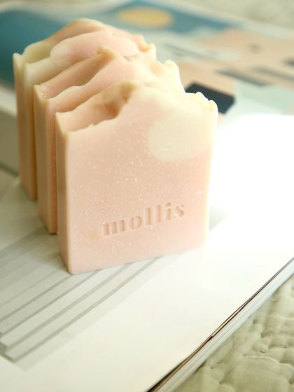 A lineup of Japanese Cherry Blossom bars, showing their consistent quality and handcrafted charm.