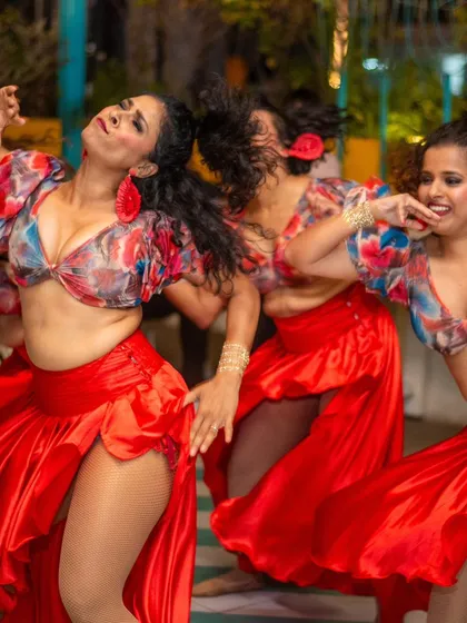 Nothing beats the adrenaline of performing on stage with my amazing ladies team. This shot captures the power, expression, and pure joy of our Salsa routine.