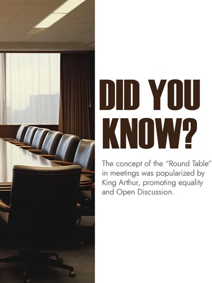 This graphic connects the modern boardroom table to the historical concept of the "Round Table." I design my tables to foster that same spirit of equality and open discussion.