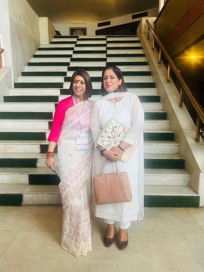 Attending an event hosted by the Haryana State Commission for Women. These events are crucial for networking and strategizing on women's issues.