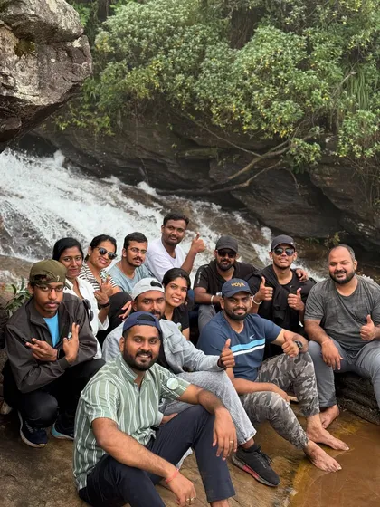 Our group taking a break by a stream on the Bandaje trail.