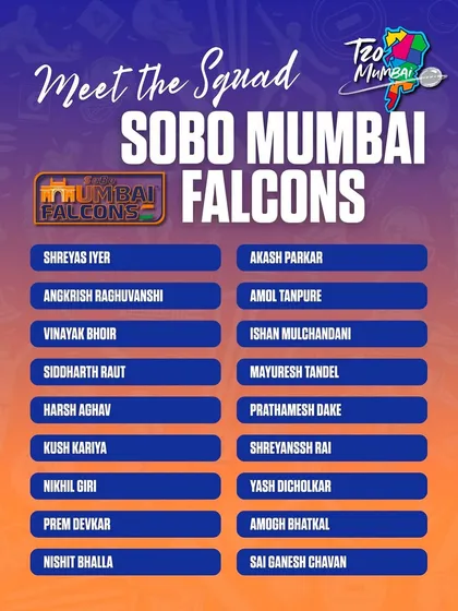 Another one of our players making it to the big leagues. Here is the SOBO Mumbai Falcons squad list featuring our trainee Nishit Balla, who was picked for a significant sum in the T20 Mumbai Premier League auction.