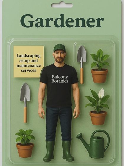 Here's my official action figure. My mission is to rescue city spaces from a lack of green. I come fully equipped to handle everything from landscaping and setup to long-term maintenance, turning any corner into a living masterpiece.