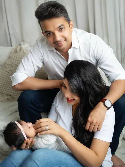 A classic family portrait with everyone looking happy and relaxed. I guide my clients into comfortable poses that feel authentic and not overly staged.