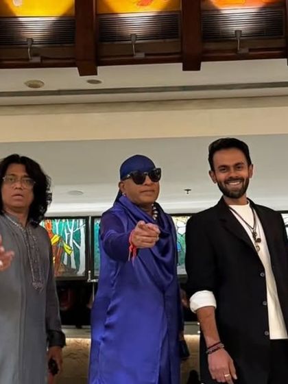 Posing with the trio. The energy before a show is always electric.