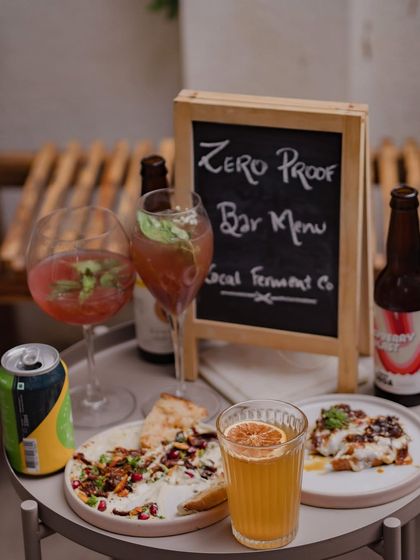 For our zero-proof pop-up bar, we partnered with local brands to offer a menu of craft cocktails, non-alcoholic IPAs, and a special small plates menu.