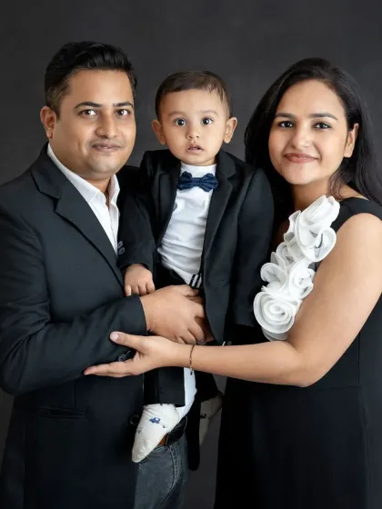 Sometimes a classic, formal portrait is the perfect way to capture your family. This dapper family looks so sharp against my timeless dark studio backdrop.