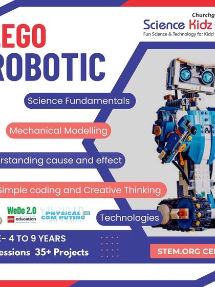 This graphic details my LEGO Robotic course for children aged 4 to 9. The curriculum is STEM.org certified and focuses on science fundamentals, mechanical modeling, creative thinking, and simple coding with WeDo 2.0.