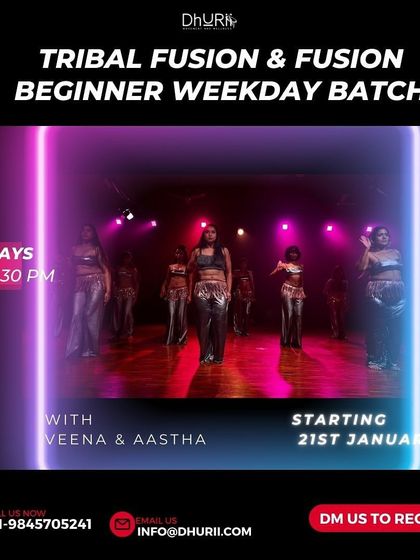 Our Tribal Fusion & Fusion Beginner Weekday Batch is perfect for those starting their journey. Learn the foundations of "Lock and Flow" with our wonderful trainers, Veena and Aastha.