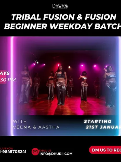 Our beginner weekday batch for Tribal Fusion & Fusion Belly Dance starts in January. These evening classes are a great way to connect with your body after a long day.
