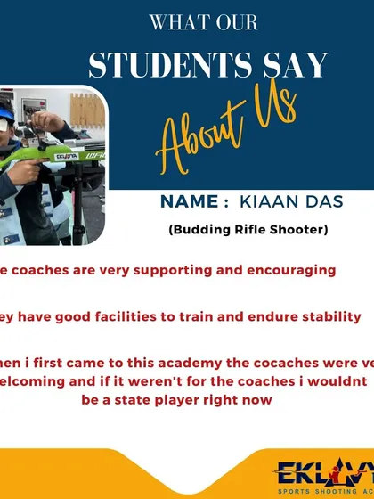 The proof is in our players' progress. We are thrilled to share this feedback from Kian, who credits our supportive coaching and excellent facilities for his journey to becoming a state-level rifle shooter.
