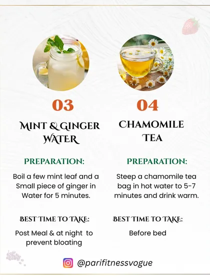 This 7-day infused water plan is designed to beat the bloat and improve digestion. Using simple ingredients from the Indian kitchen like fennel, cumin, mint, and ajwain, these drinks are a refreshing way to support your gut health.